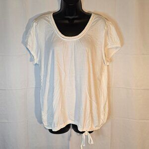 White Braided-neck Tee
